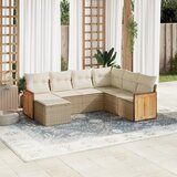 Maison Chic Seti vrtnega pohištva - Vrtna garnitura - Vrtni pohištvo set 7-delna z blazinami bež poli ratan, (21804412) | Shoptok.si