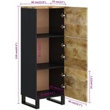  Visoka komoda s 3 vrata 40x33x110 cm od drva manga i željeza | shoptok.hr