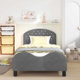 Krevet za djecu s uzglavljem Tamnosiva 90 x 200 cm Baršun | shoptok.hr