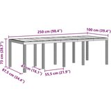 vidaXL Vrtna jedilnica 11 pcs Svetlo siva 250 x 100 x 73 cm Poli ratan | Shoptok.si