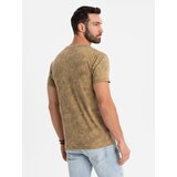 Ombre Men's patterned cotton short-sleeved T-shirt - olive | shoptok.hr