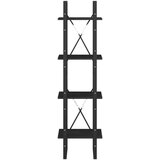 vidaXL knjižna omara 4-nadstropna črna 40x30x140 cm trdna borovina | Shoptok.si