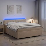  Krevet s box springom, madracem i LED-om Krem 200 x 200 cm | shoptok.hr