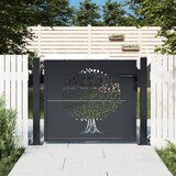 vidaXL Vrtna vrata antracitna 105x105 cm jeklena oblika drevesa Cene