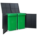Poli Ukrasna Kutija od Poliratana za 2 Kante za Otpad Crna 148x80x111 cm | shoptok.hr