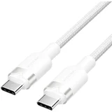USB-C to C cable, braided, 3A, 480Mbps, 60W, 2m, WH