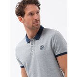 Ombre Men's polo shirt with colorful accents - gray melange Cijene