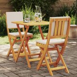 vidaXL 3 dijelni sklopivi bistro set s jastučićima od čvrstog bagremovog drveta | shoptok.hr