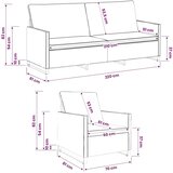  Set sofe 2 pcs Tamnosiva Umjetni sued - Tamnosiva 1-Sjedalo + 3-Sjedalo (210 cm) | shoptok.hr