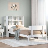 vidaXL Knjižna postelja brez vzmetnice bela 90x190cm trdna borovina | Shoptok.si