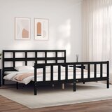 vidaXL Okvir za krevet s uzglavljem crni 200 x 200 cm od masivnog drva | shoptok.hr