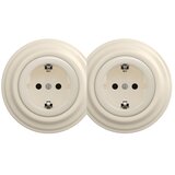  Kliklap - Dvostruka retro kućna utičnica sa okvirom SCHUKO 230V/16A, bež | Eponuda.com