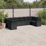 vidaXL 10-dijelni set vrtnih sofa s jastucima crni od poliratana Cijene