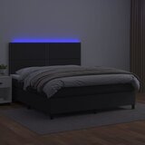 Krevet box spring s madracem LED crni 180x200cm od umjetne kože | shoptok.hr
