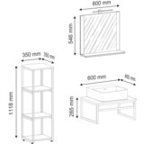 MID.YOU kopalnica bitila 60, bela, barva hrasta, 4-Delno | Shoptok.si