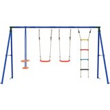  Set vanjskih ljuljački Šareni Čelik i PE - Crvena 2x ljuljačka + ljestve + klizač | shoptok.hr
