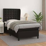  Box spring postelja z vzmetnico črn 90x190 cm umetno usnje, (20790753) | Shoptok.si