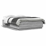 vidaXL Posteljni okvir z LED lučkami siva sonoma 120x200 cm inž. les Cene