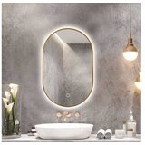 S6_Steklarstvo_sest S6 STEKLARSTVO ŠEST kopalniško ogledalo S611A z LED osvetlitvijo, aluminij, 60x90cm, z zlatim okvirjem Cene