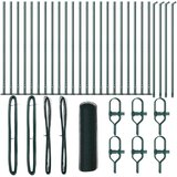 vidaXL Heksagonalna ograja Zelena 0.4x50 m Jeklo, Ograjne stebre s podnožjem 13 kos Ø32mm 50cm Galvanizirano jeklo | Shoptok.si