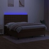  Box spring postelja z vzmetnico LED temno rjava 180x200cm blago, (20900831) | Shoptok.si