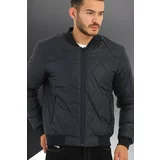 River Club Men's Navy Blue Waterproof And Windproof Quilted Patterned Sports Jacket.
