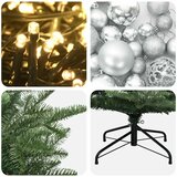  Umjetno božićno drvce s kuglicom 150 cm 150 LED lampica - Zelena 150 cm s LED-ima i srebrnim lopticama | shoptok.hr