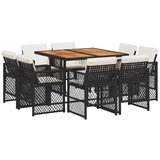 vidaXL 9-dijelni vrtni blagovaonski set s jastucima crni od poliratana | shoptok.hr