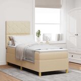  LED Box Spring Krevet s uzglavljem Krema 80 x 200 cm tkanina Slike