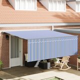 vidaXL Retraktilna tenda Modre in bele črte 400 × 300 cm | Shoptok.si