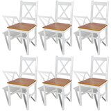 Maison Chic Jedilni stoli - Vzorci stoli 6 kosov bela borovina A1059, (22032801) | Shoptok.si