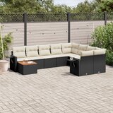 vidaXL 10-dijelni set vrtnih sofa s jastucima crni od poliratana | shoptok.hr