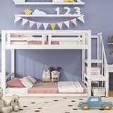 Möbrio Otroška pogradna postelja z lestvijo in letvenim okvirjem - 90x200 cm - bela, (22060389) | Shoptok.si
