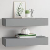  Zidne police s ladicom 2 kom sive 60 x 23,5 x 10 cm MDF | Eponuda.com
