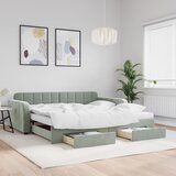 vidaXL Izvlečna dnevna postelja s predali svetlo siva 100x200 cm žamet Cene