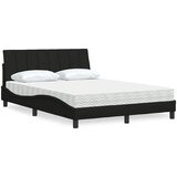 vidaXL Postelja z vzmetnico črn 140x190 cm blago | Shoptok.si