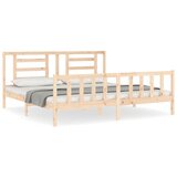 The Living Store Posteljni okvir z vzglavjem 200x200 cm trden les - Posteljni Okvir, (21526790) | Shoptok.si