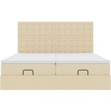 vidaXL Otomanski posteljni okvir z vzmetnicami krem 200x200 cm blago | Shoptok.si