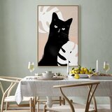  Slika - Cat in Monsteras (1 Part) Vertical 60x90 U prirodnom drvenom okviru | shoptok.hr