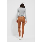 Moodo Fitted waxed trousers - beige | shoptok.hr