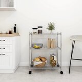vidaXL 3-nadstropni regal s kolesi 60x35x81 cm krom 150 kg Cene