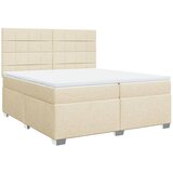vidaXL Box spring postelja z vzmetnico krem 200x200 cm blago, (21302333) | Shoptok.si