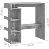 vidaXL Barski stol sa stalkom boja betona 100 x 50 x 101,5 cm iverica | shoptok.hr