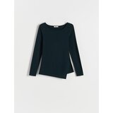 Reserved - Top dugih rukava s asimetričnim porubom - plavozeleno | shoptok.hr