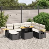 Maison Chic Seti vrtnega pohištva - Vrtna garnitura - Vrtni pohištvo set 8-delna z blazinami črn poli ratan, (21800209) | Shoptok.si