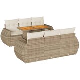 vidaXL Vrtna sedežna garnitura 7-delna z blazinami bež poli ratan, (21783190) | Shoptok.si