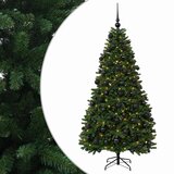  Umjetno božićno drvce srednje zeleno s kuglicama 210 cm - Srednje zelena Ø 106 x 210 cm s 300 LED dioda i crnim lopticama | shoptok.hr