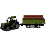 Lean_Toys Zeleni traktor s prikolico in hlodi 50cm na daljinsko upravljanje 2,4G | Shoptok.si