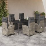 vidaXL Vrtna jedilna garnitura 7-delna z blazinami sv. siv poli ratan, (21146453) | Shoptok.si