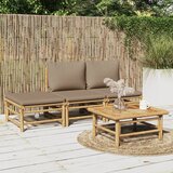 Maison Chic Seti vrtnega pohištva - Vrtna garnitura - Vrtni pohištvo set 4-delna s taupe blazinami bambus, (21811234) | Shoptok.si